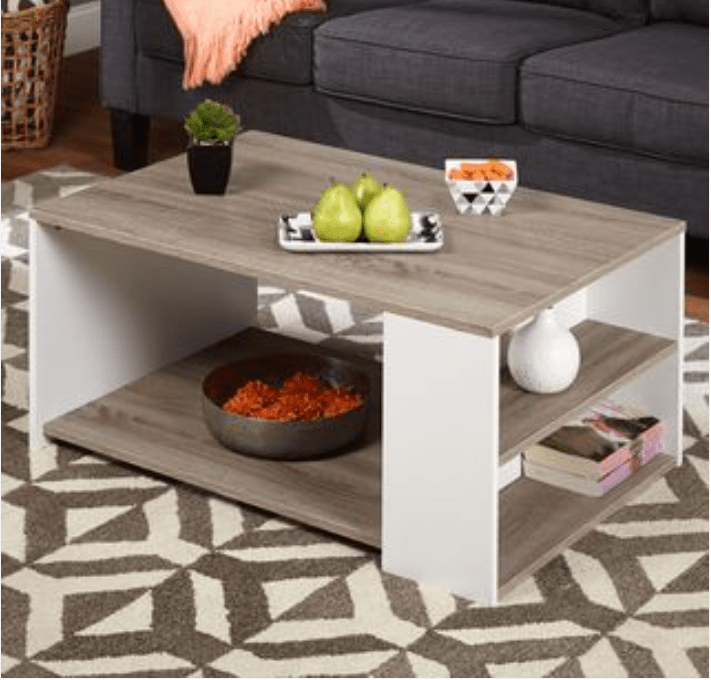 Coffee table 45×75 cm - White x Brown - Saveit