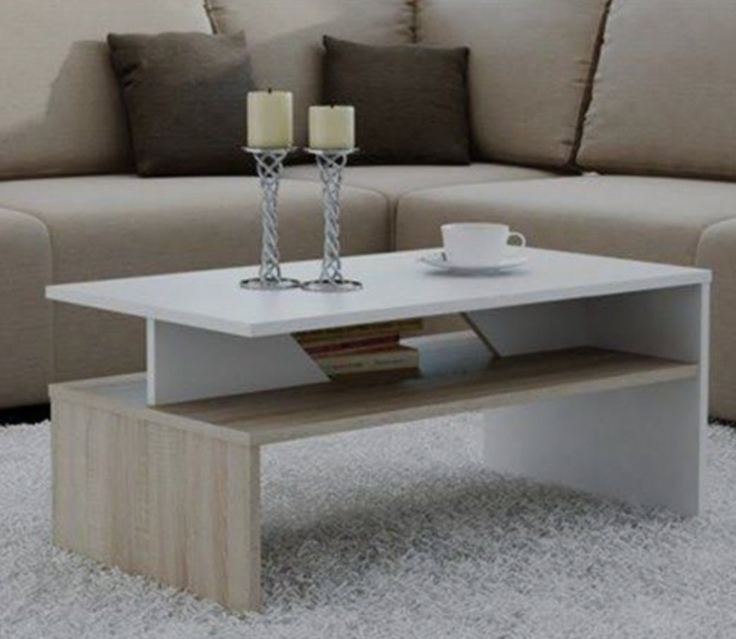 Coffee Table 80X40X40cm White x Brown - Saveit