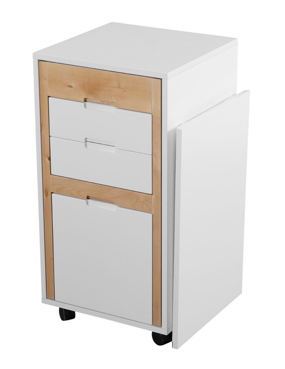 Folding Desk with Chair and Drawer Unit Brown x White - Saveit