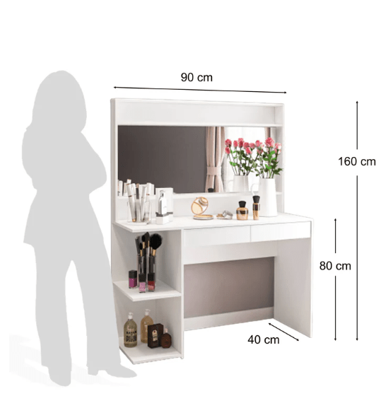 Makeup Vanity White 80 x 40 x 90 cm - Saveit