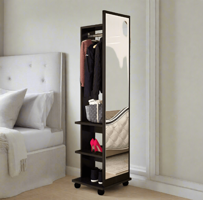 Mirror 45 x 183 x 40 cm Black on Wheels - Saveit