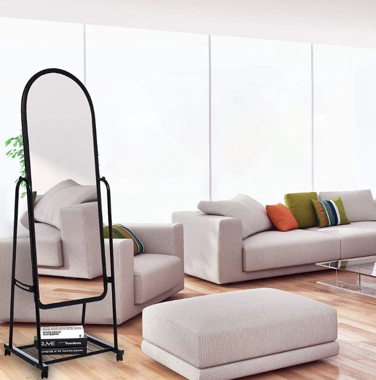 Rotating Metal Mirror 35x45x140cm - Black - Saveit