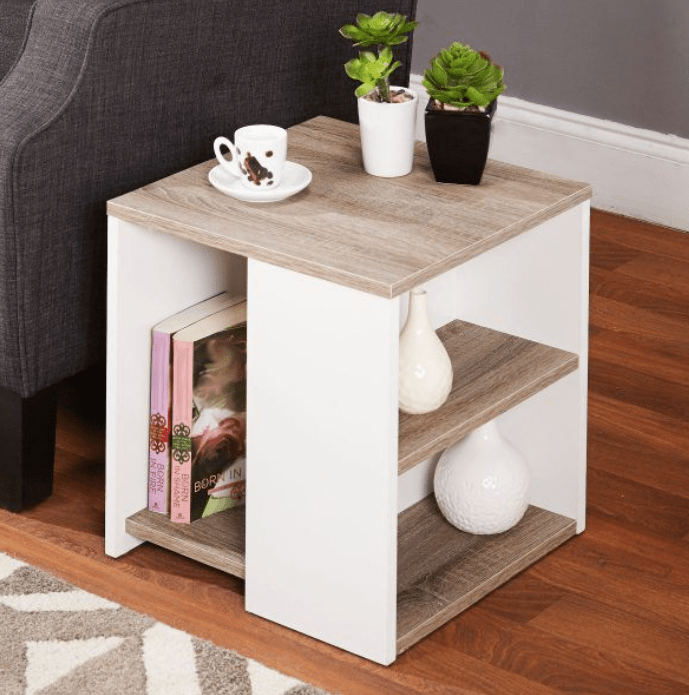 Side table 35×40 cm White x Brown - Saveit