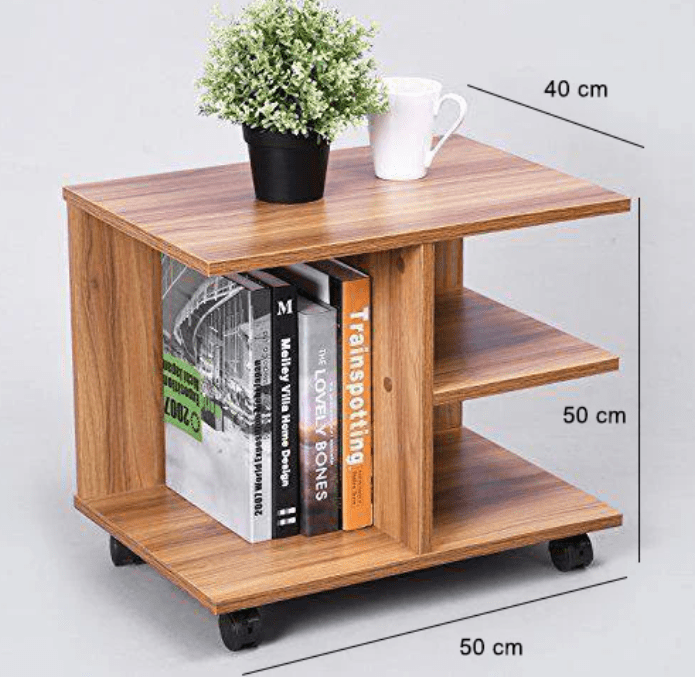 Side Table 40×50 cm Brown on Wheels - Saveit