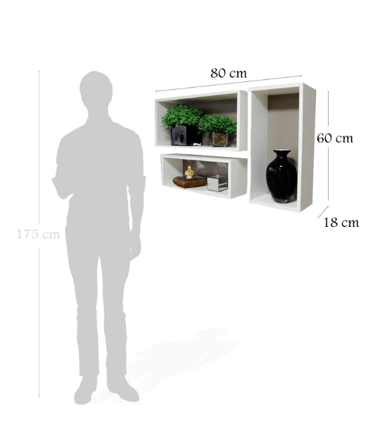 Wooden Shelves - 80 x 18 x 60 cm White - Saveit