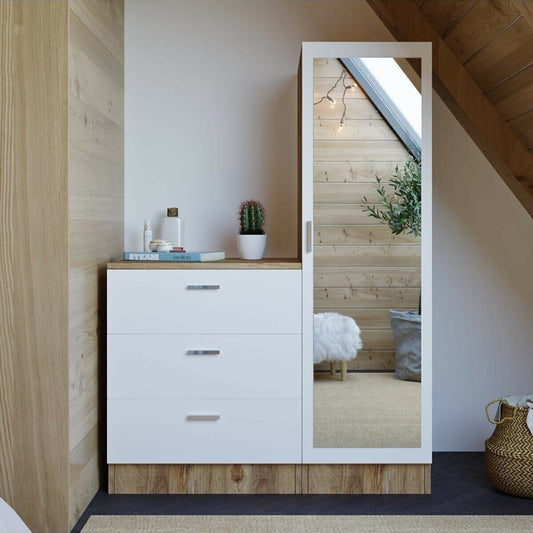 Mirrored Wardrobe With Drawer Unit