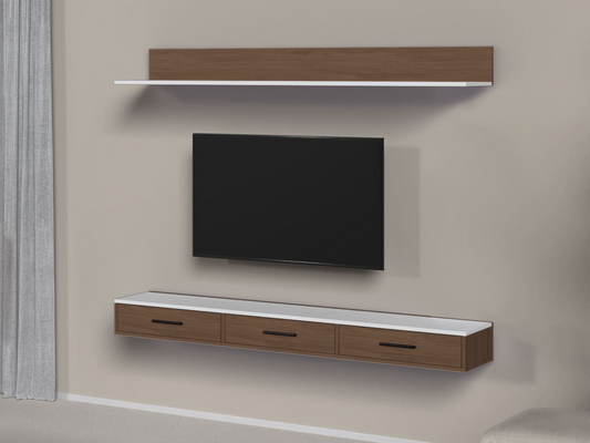 Custom Floating TV Set - Brown X White Surface