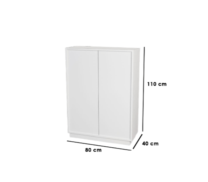 Closed Shoes Tower Shelf White 110 cm x 40cm x 80cm