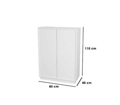 Closed Shoes Tower Shelf White 110 cm x 40cm x 80cm