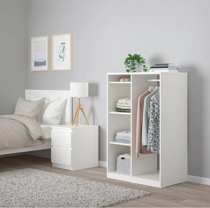 Small Youth Wardrobe with shelves 40×70X126 cm White