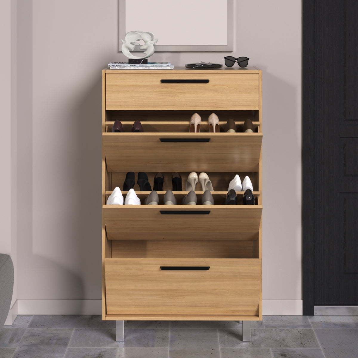 Custom Shoe Rack Rotating Drawers