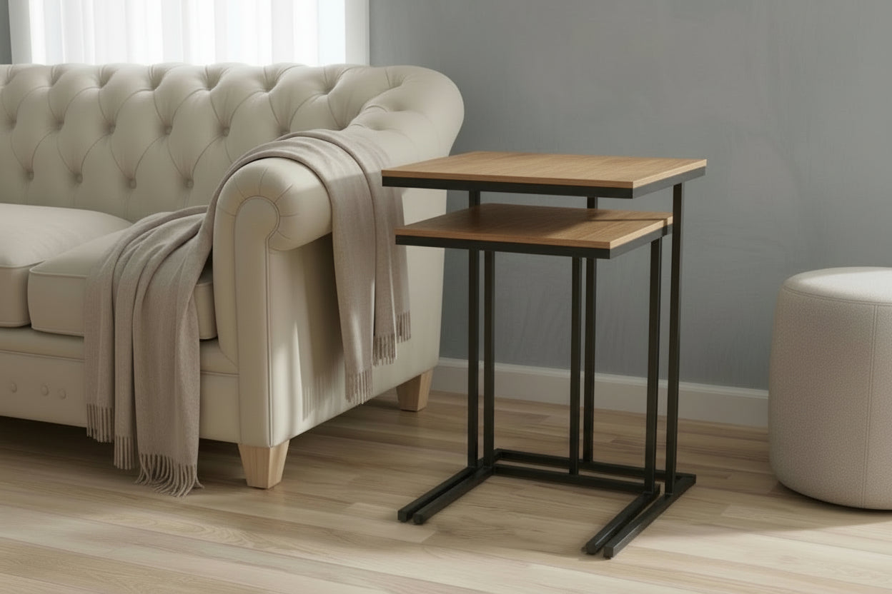 Set of 2 Side Tables - Choose from 2 Legs Colors