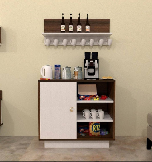 Coffee Corner White x Brown 80cmx40cmx80cm & Shelf