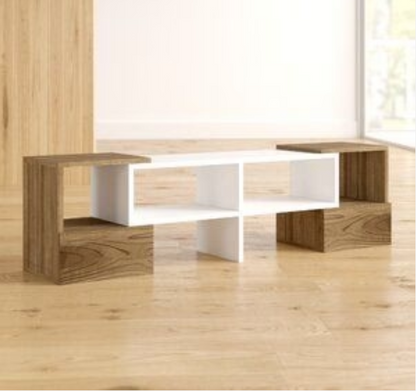 TV table 3 pieces 35×150x40 cm White x Brown with Mechanism