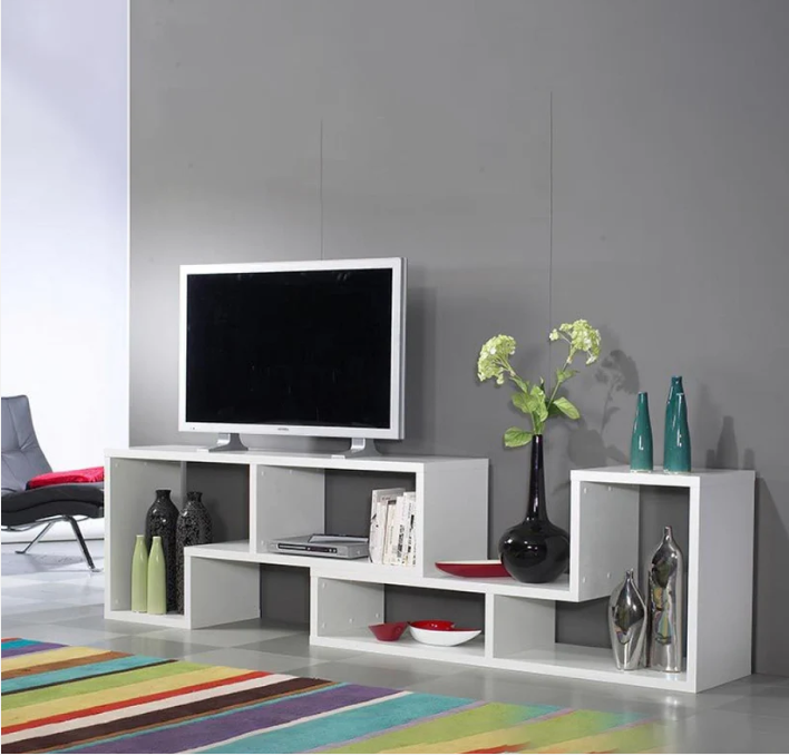 Multi-use TV table 200 x 30 cm White