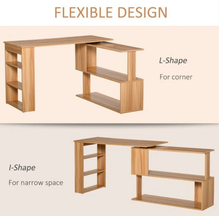 Adjustable desk to different positions wood brown