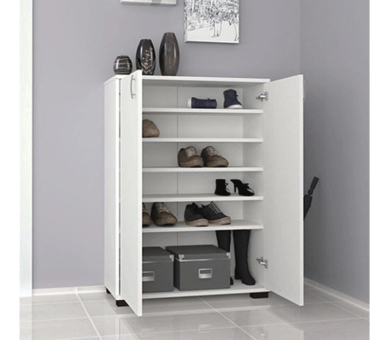 Closed Shoes Tower Shelf White 110 cm x 40cm x 80cm