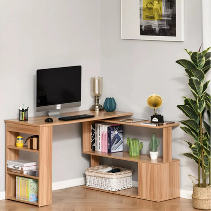 Adjustable desk to different positions wood brown