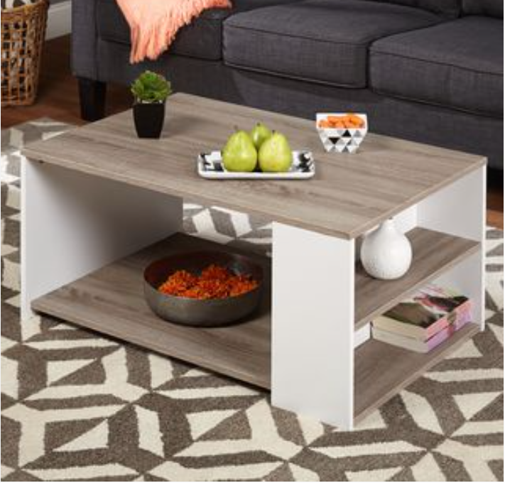 Coffee table 45×75 cm - White x Brown