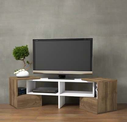 TV table 3 pieces 35×150x40 cm White x Brown with Mechanism