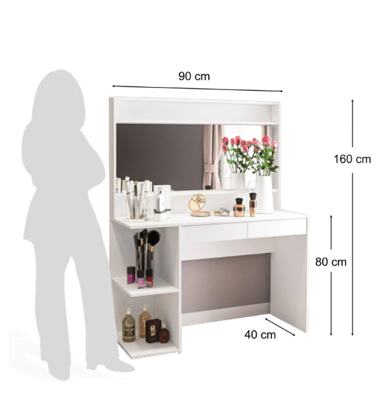 Makeup Vanity White 80 x 40 x 90 cm