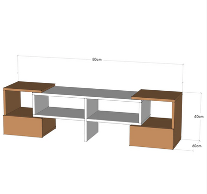 TV table 3 pieces 35×150x40 cm White x Brown with Mechanism